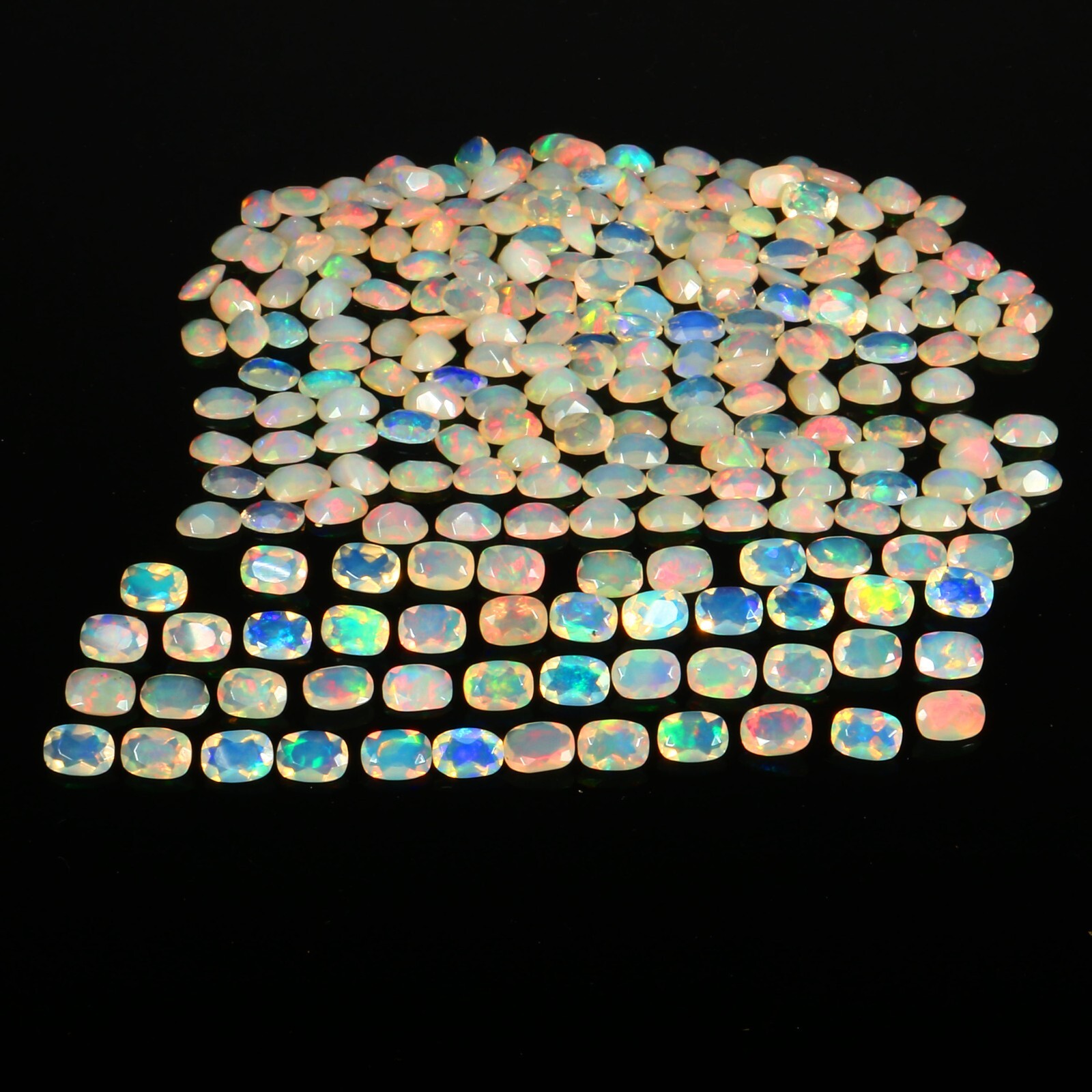 Welo Ethiopian Opal Cushion Cut Faceted 7X5 MM Calibrated 104.95 Loose Gemstone