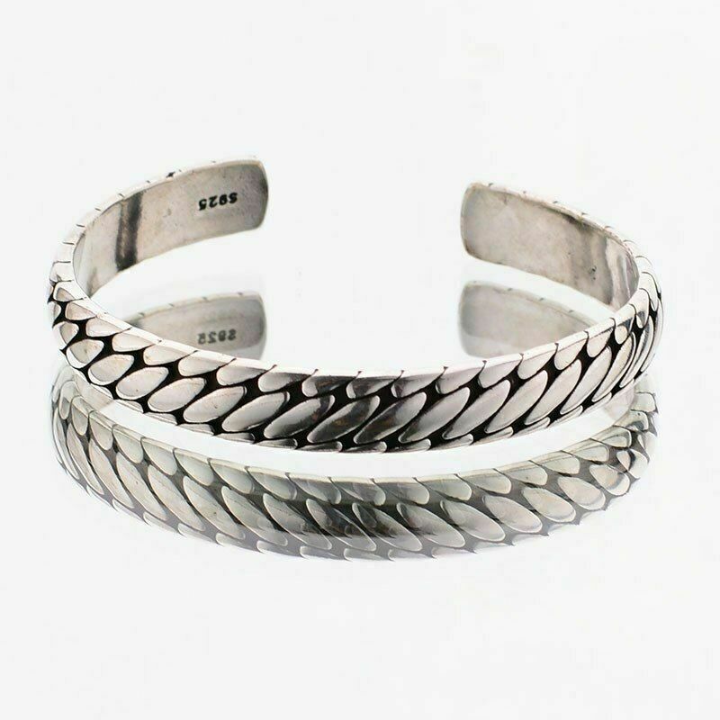 Retro Elegant 925 Silver Cuff Bangle Vintage Minimalist Women Bracelet New USA