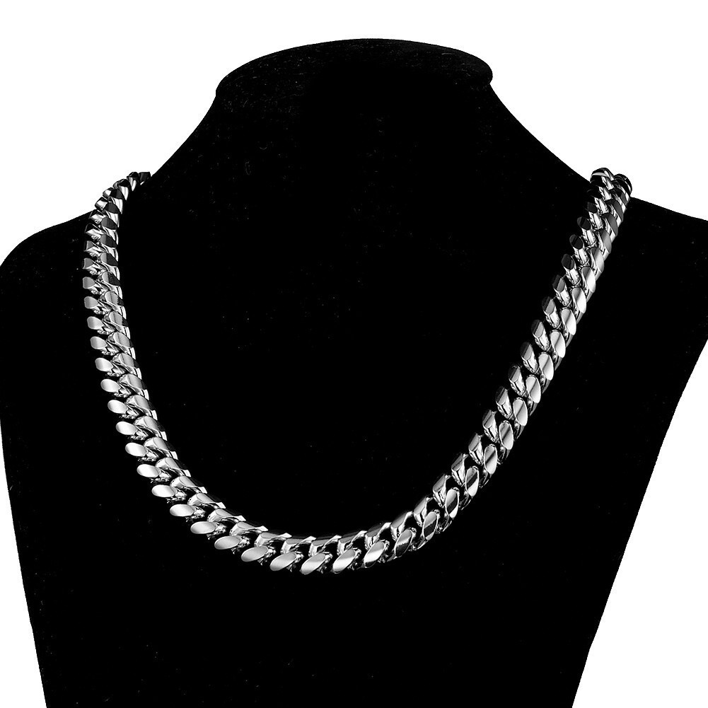 6-18mm Heavy Mens Miami Cuban Link Chain Silver Stainless Steel Necklace Gift