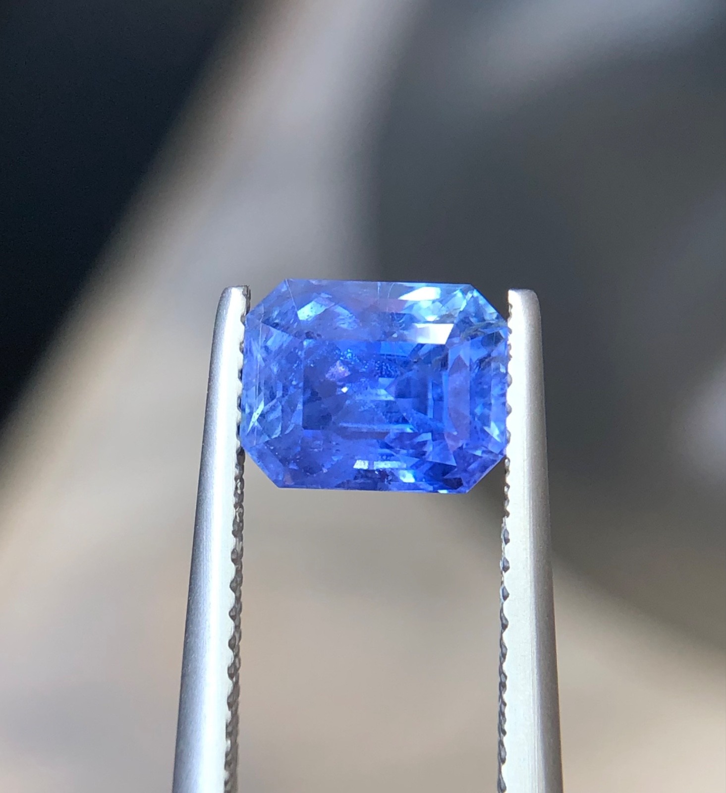 3.17 Carats Blue Sapphire Emerald Cut Certified Natural SriLanka Loose Gemstone