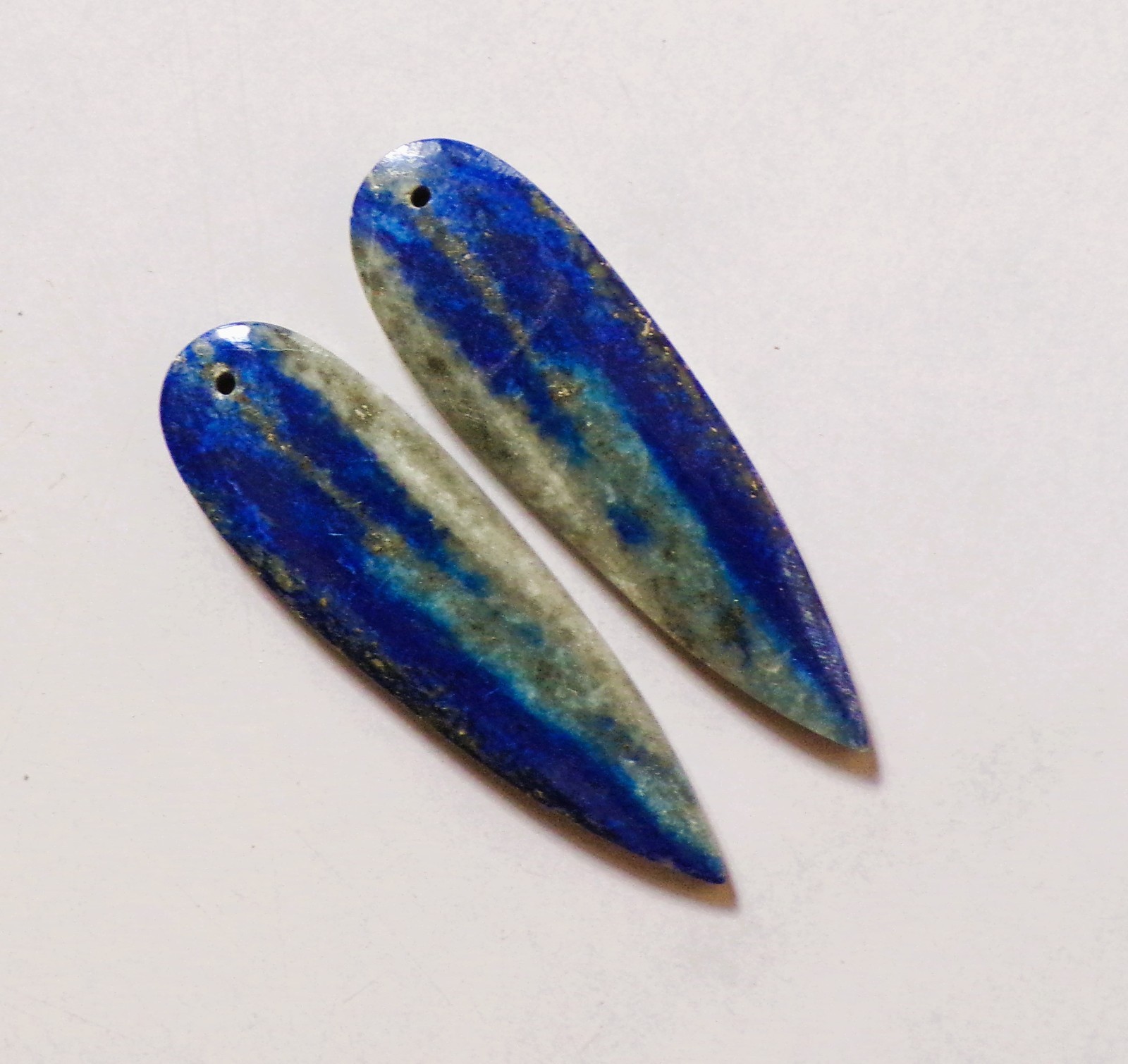 56.55 Cts Natural Lapis Lazuli Drilled Cabochon Match Pair Gemstone 49X14MMDE-72