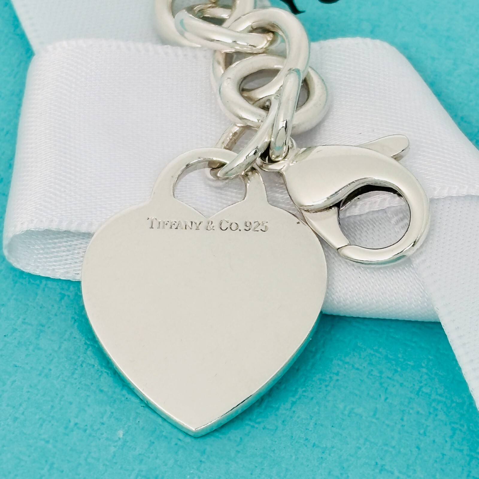 Size Medium Tiffany Heart Tag Charm Bracelet Engravable Guaranteed Authentic