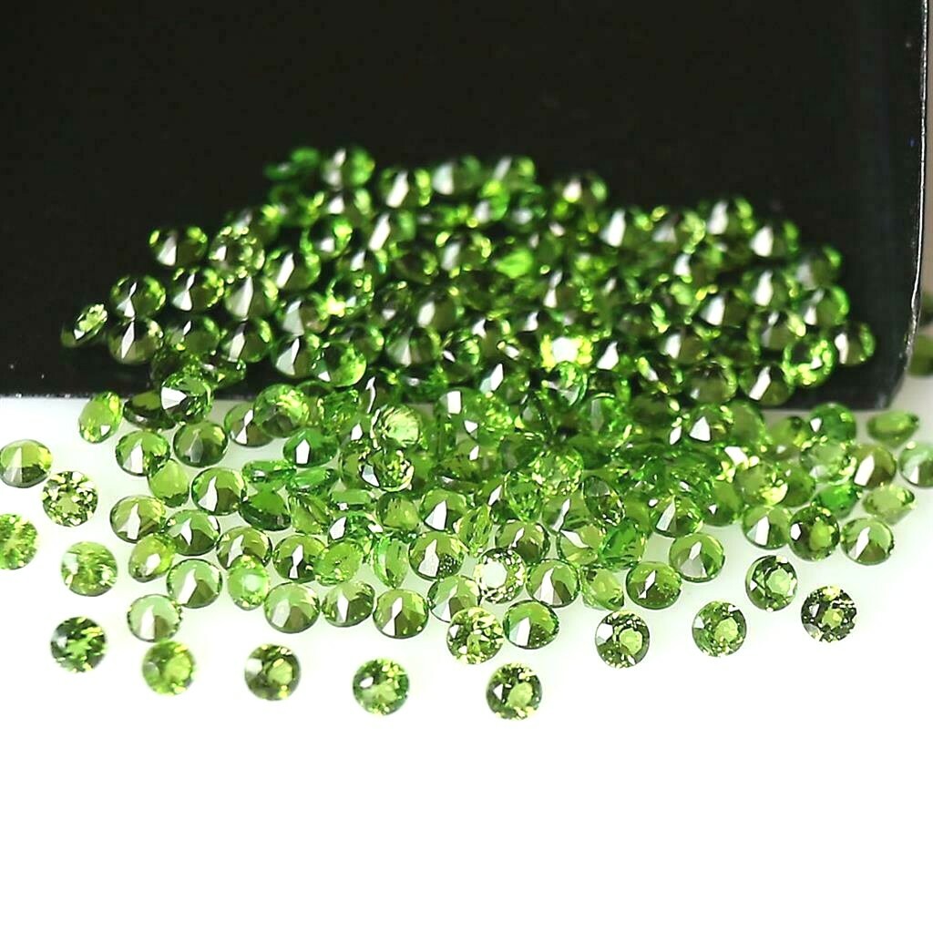 Wholesale Lot 1.25mm Round Facet Natural Chrome Diopside Loose Calibrated Gems