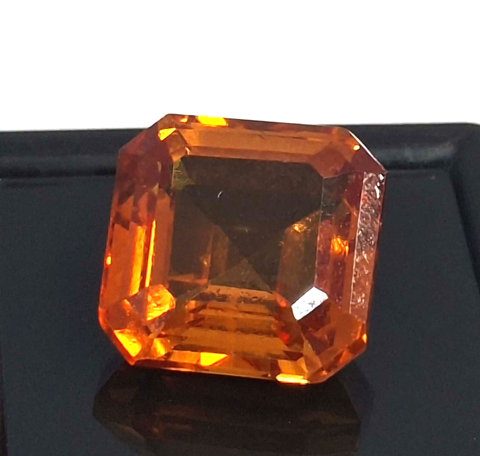 Orangish Yellow Citrine Natural Asscher Cut 12-14 Ct Certified Gemstone TQ326