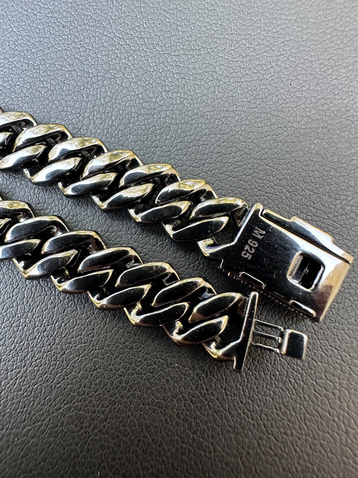 BLACK MOISSANITE 8mm Real Miami Cuban Link Prong Bracelet Iced Solid 925 Silver