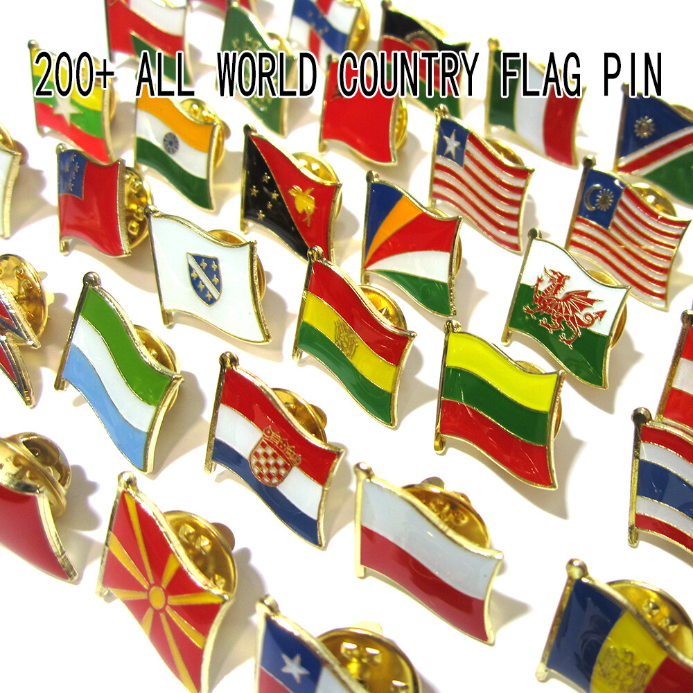 200+ COUNTRY National Country Flag Lapel Pin Badge Brooches Metal with Box