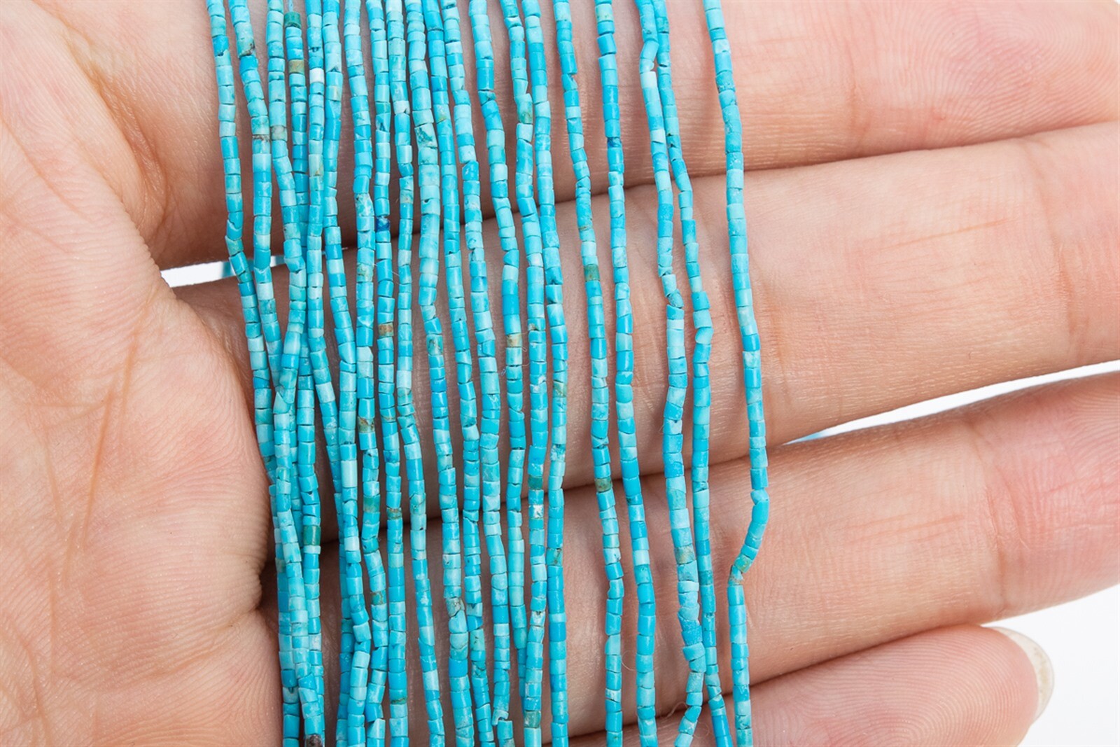 1x1MM Aqua Blue Turquoise Round Tube Grade AAA Genuine Natural Loose Beads 14″