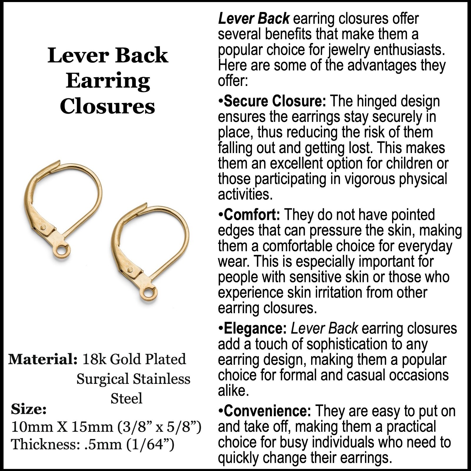 Breast Cancer Awareness Ribbon Earrings with Gold Trim & Lever back Closures