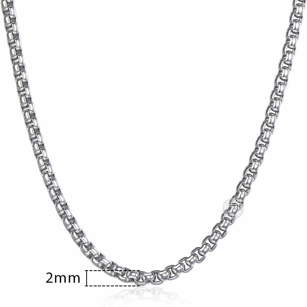2/3/4/5mm Womens Mens Stainless Steel Round Box Chain Necklace 18inch-24inch
