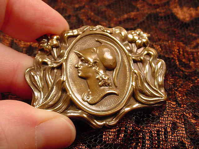 (b-knight-2) Britannia symbol Great Britain helmet soldier BRASS pin pendant