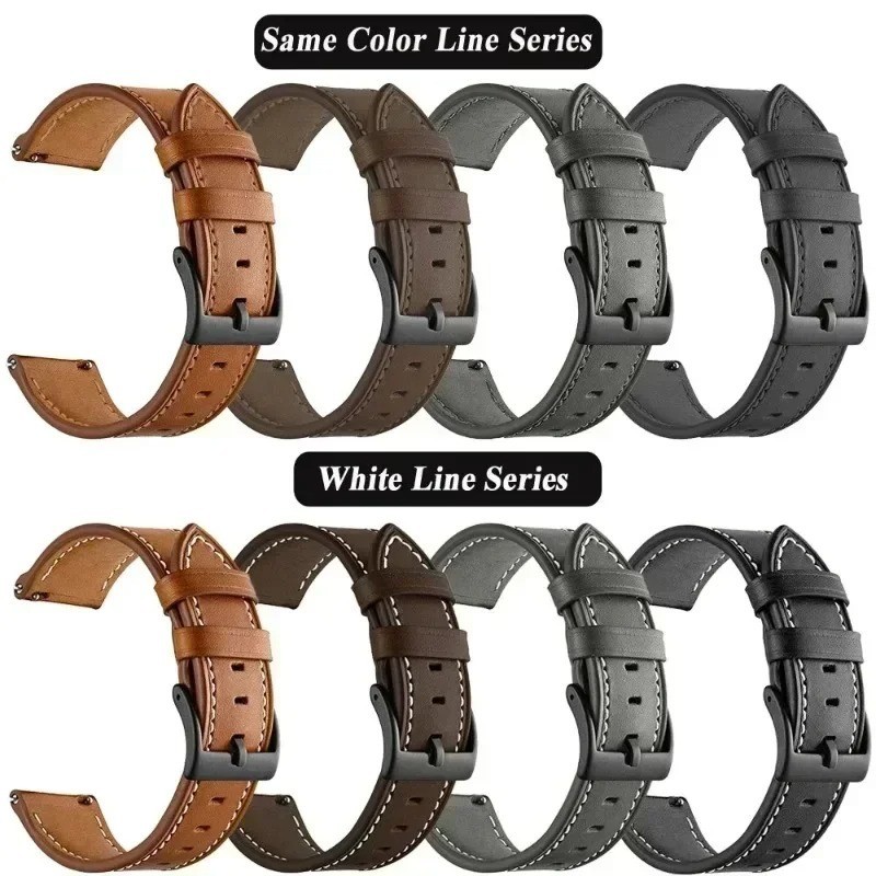 20mm 22mm Classic Leather Watch Band Strap Quick Release Wristband