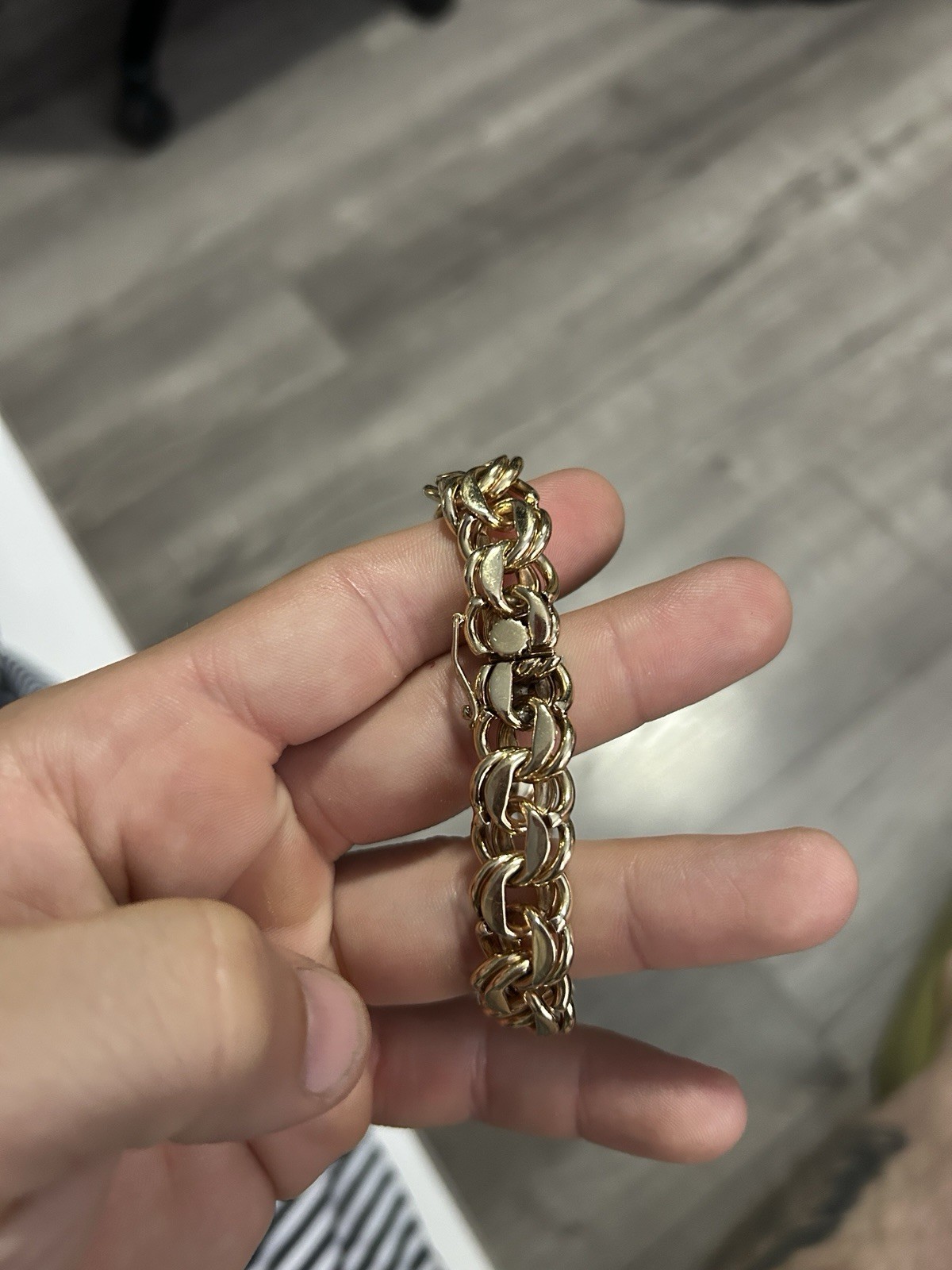 14k Solid Yellow Gold 64g Heavy Double Curb Link Chino Bracelet 7.5″