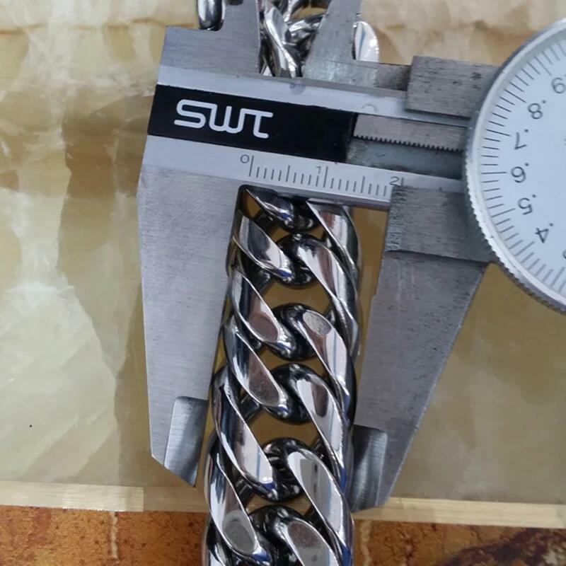 19mm Wide Stainless Steel Curb Cuban Link Chain Necklace 16inch-40inch for Men
