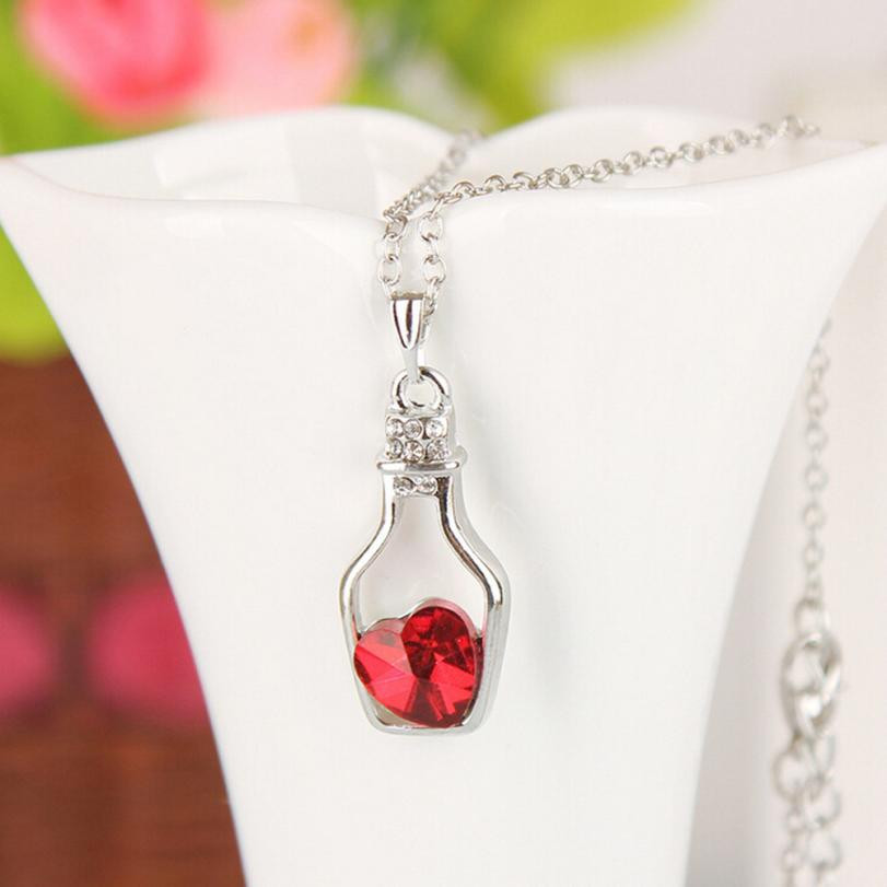 Love Bottle Silver Plated Girl Charm Necklace Gift Women Pendant Fashion Jewelry