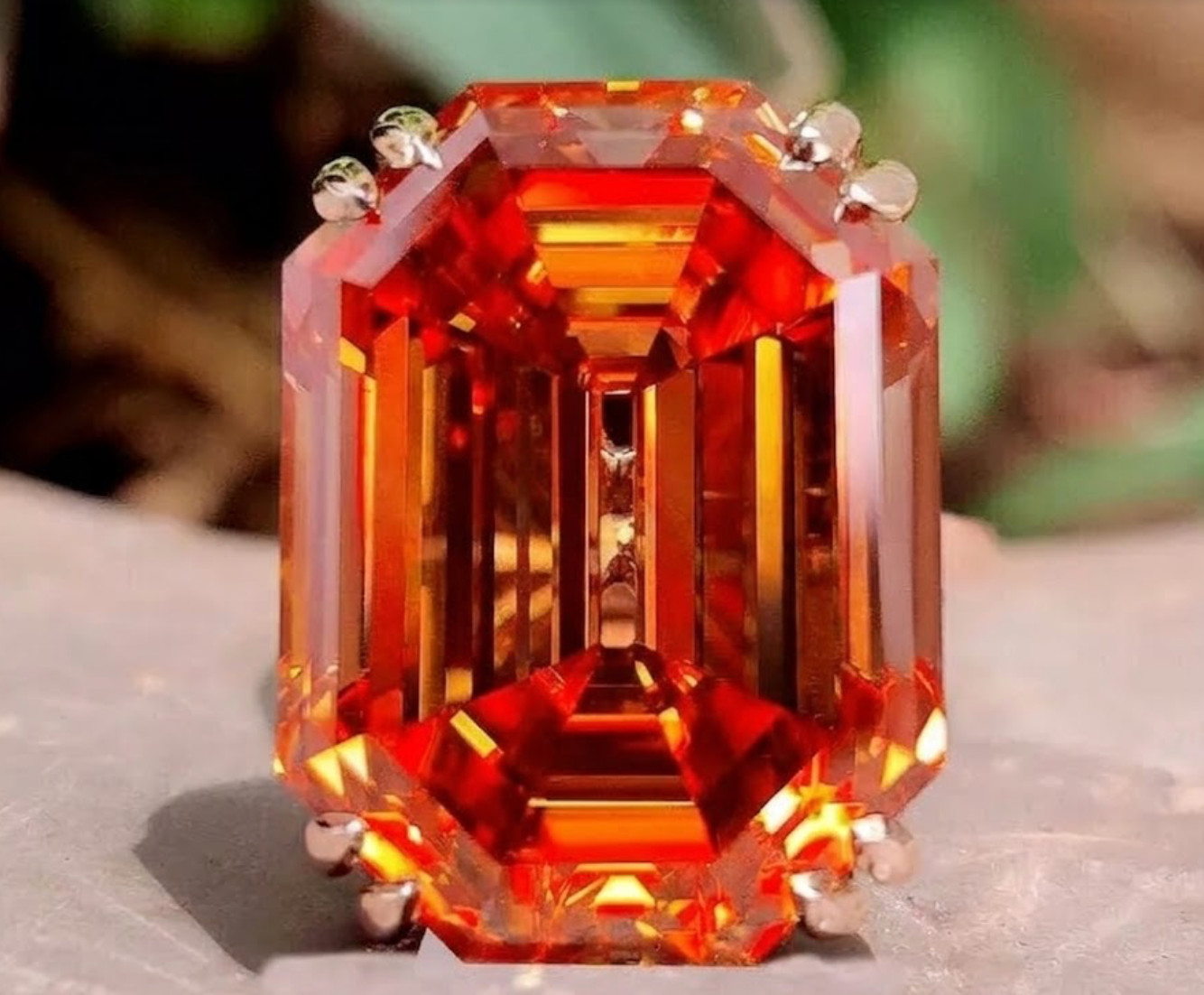 925 Silver, Flame Orange Diamond Solitaire Ring, Rare 20 Ct Certified Treated
