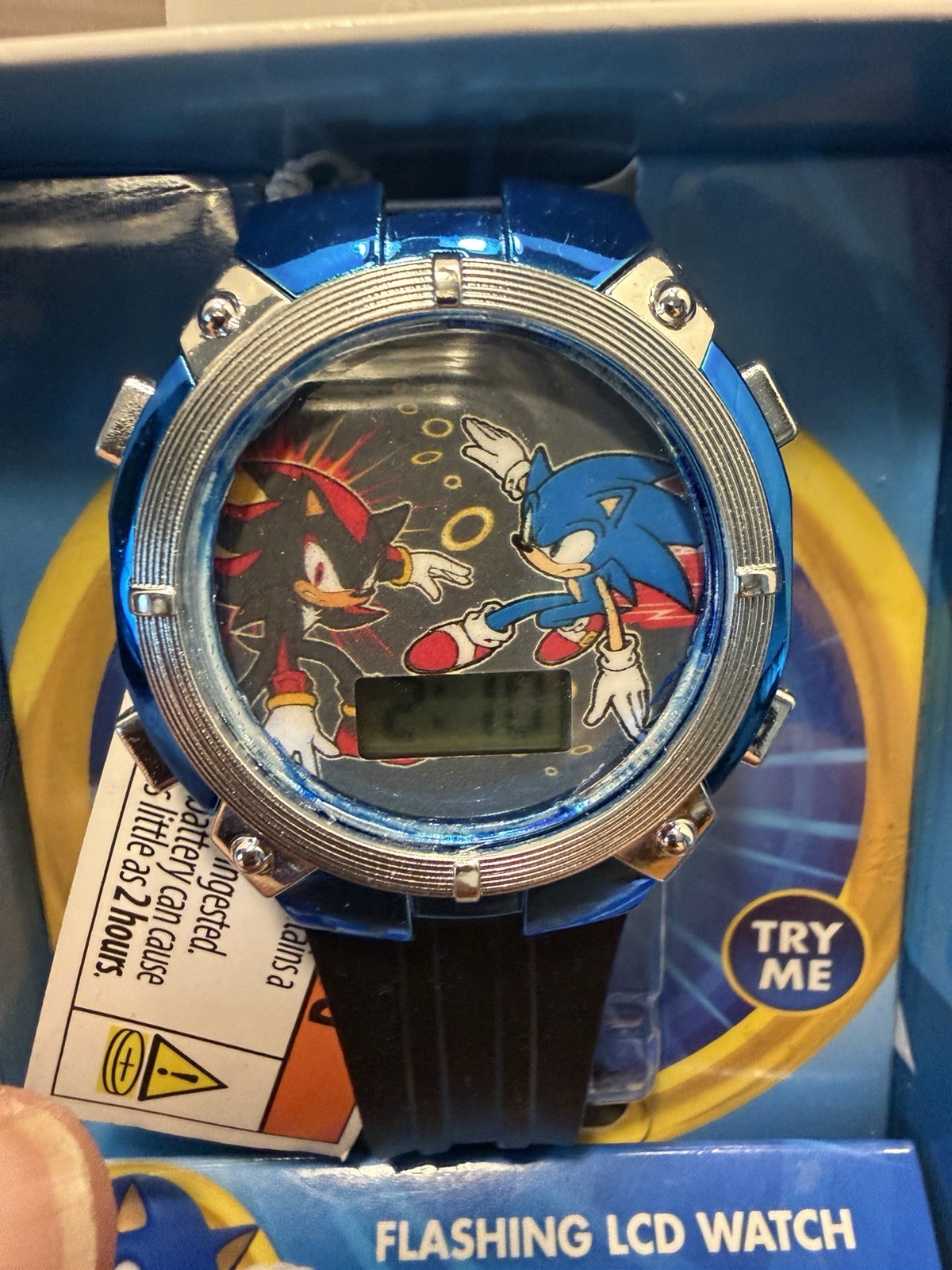 SEGA Sonic The Hedgehog Kids Digital LCD Quartz Watch Black Band w/ Box