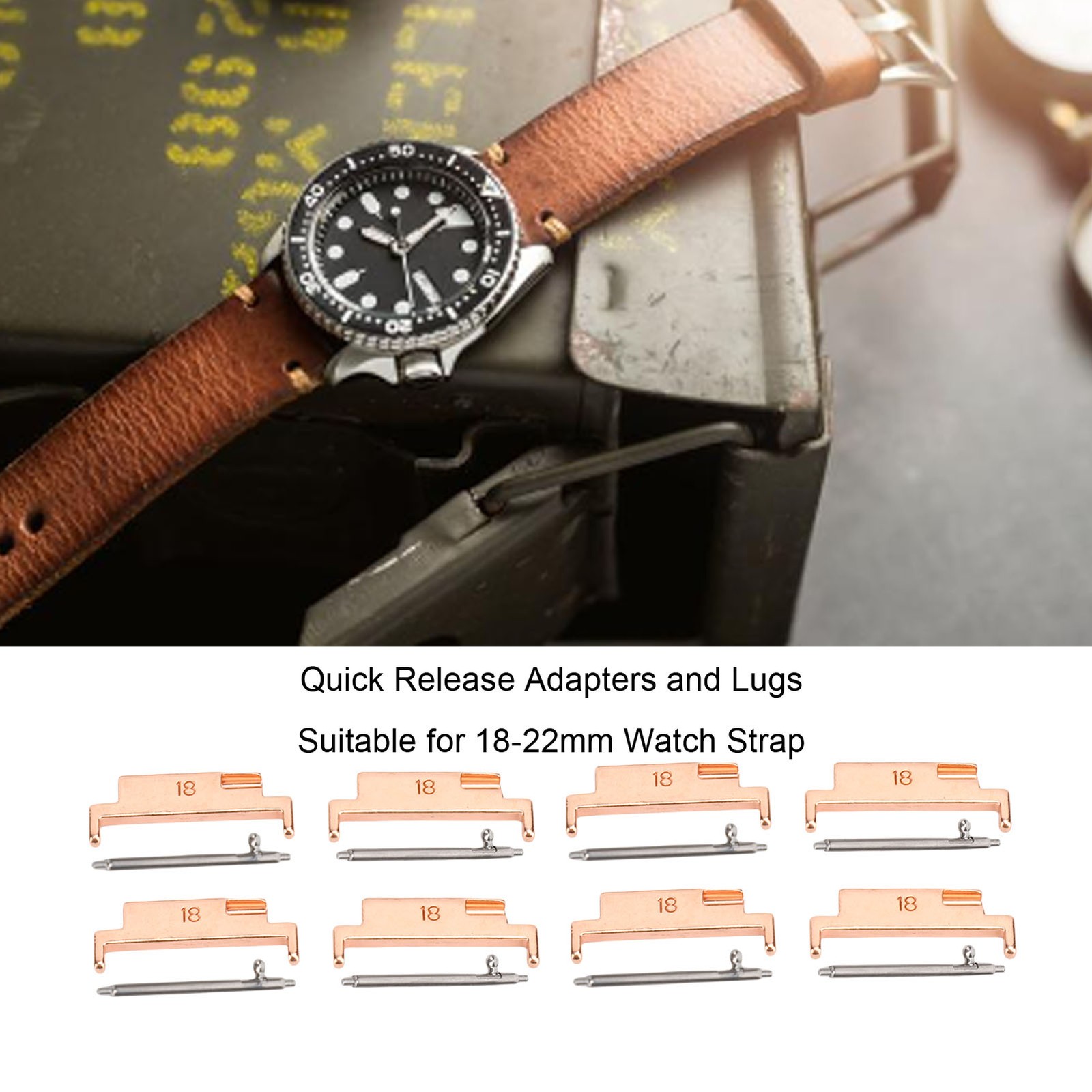 4 Pairs Band Adapters And Lugs Metal Connection Adapter For 18-22mm Watch Strap