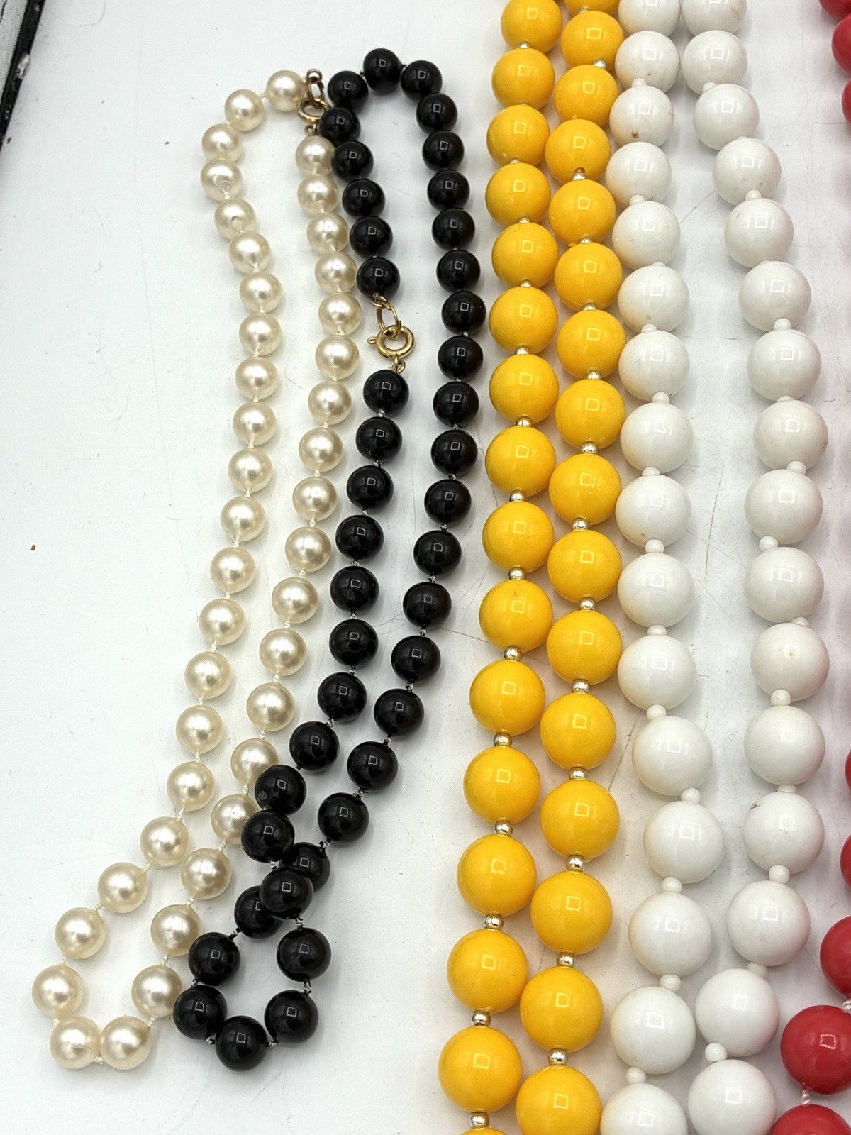 Vintage Rainbow Beaded Necklace Lot 7 Colorful Costume Jewelry 16-30in