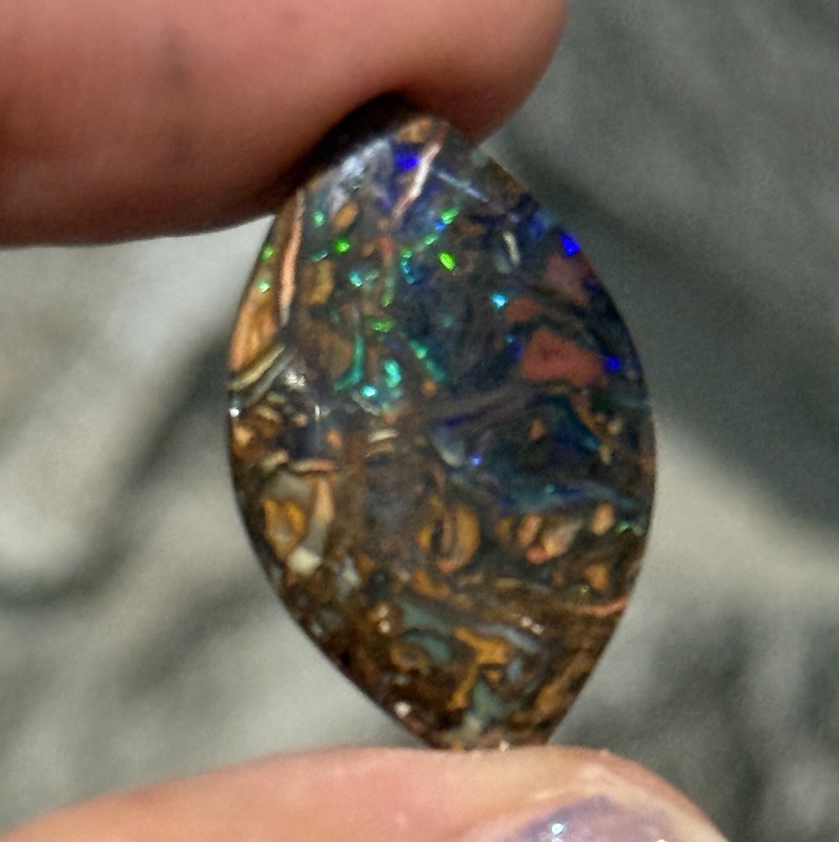 8.05ct 24×14.6×2.7mm Finely Polished Australian Koroit Boulder Opal Cabochon