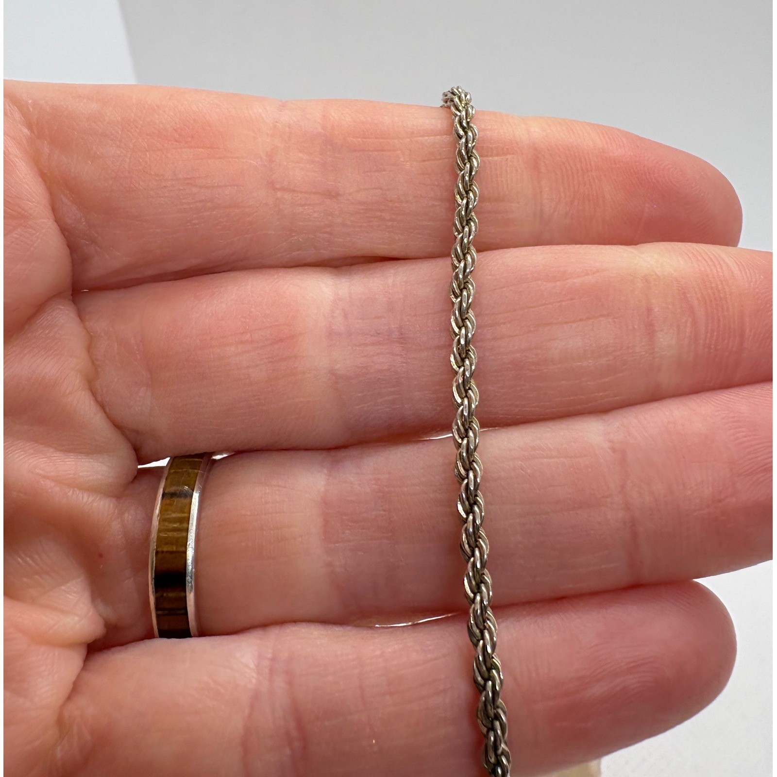Sterling Silver Rope Chain Bracelet 7 Inch 925 Twisted Link 3.30g Vintage Style