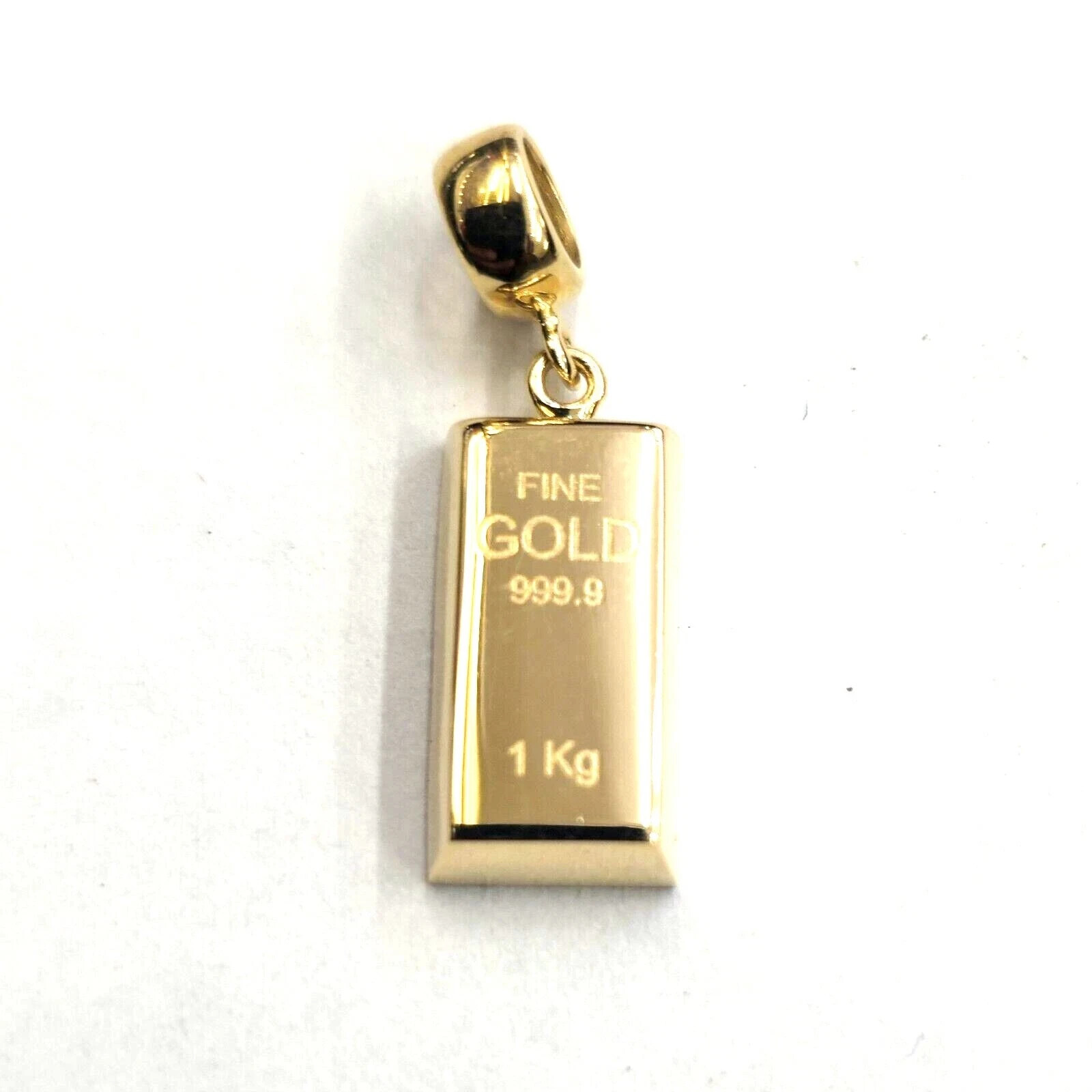 Real 14k Yellow Gold 999.9 fine gold bar brick 1 kg Pendant Charm Mens Womens