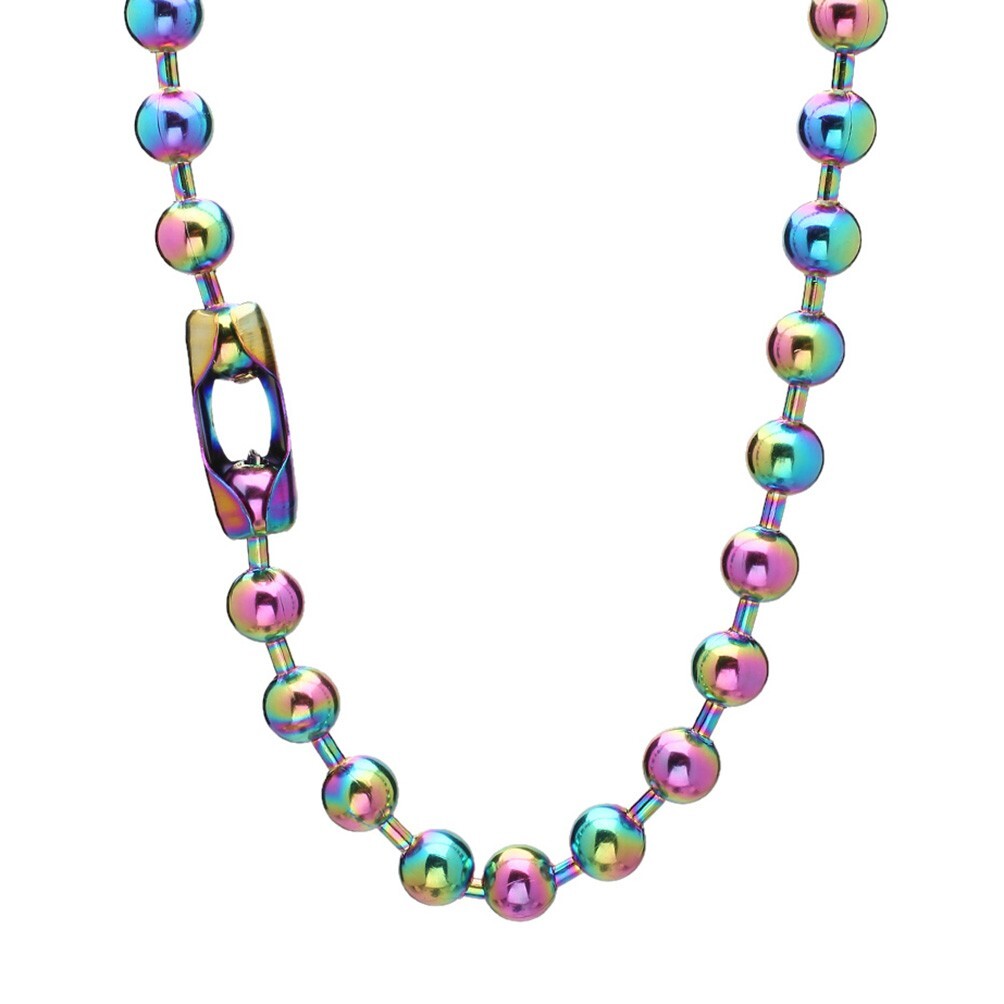 6/8/10/12mm Multicolor Stainless Steel Ball Beads Chain Necklace 16inch-40inch