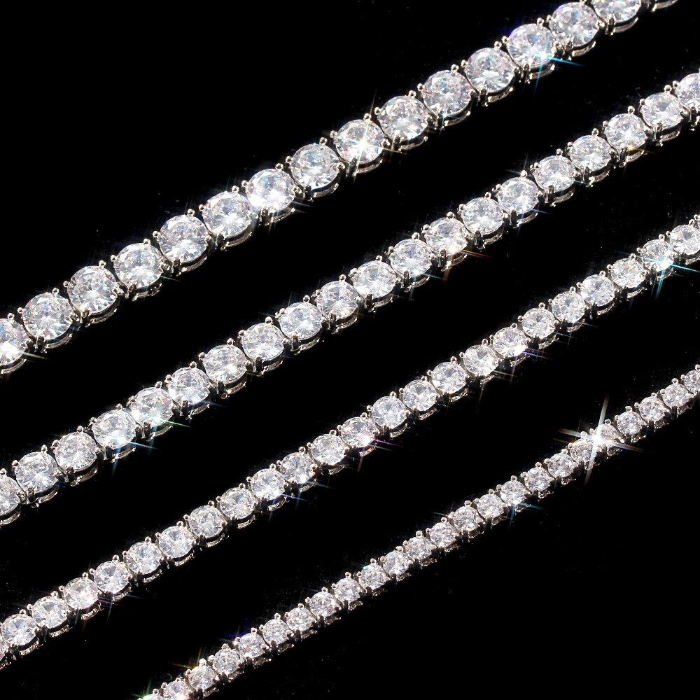 Mens Tennis Chain Necklace 100% Stainless Steel Cubic Zirconia Chain Bracelet