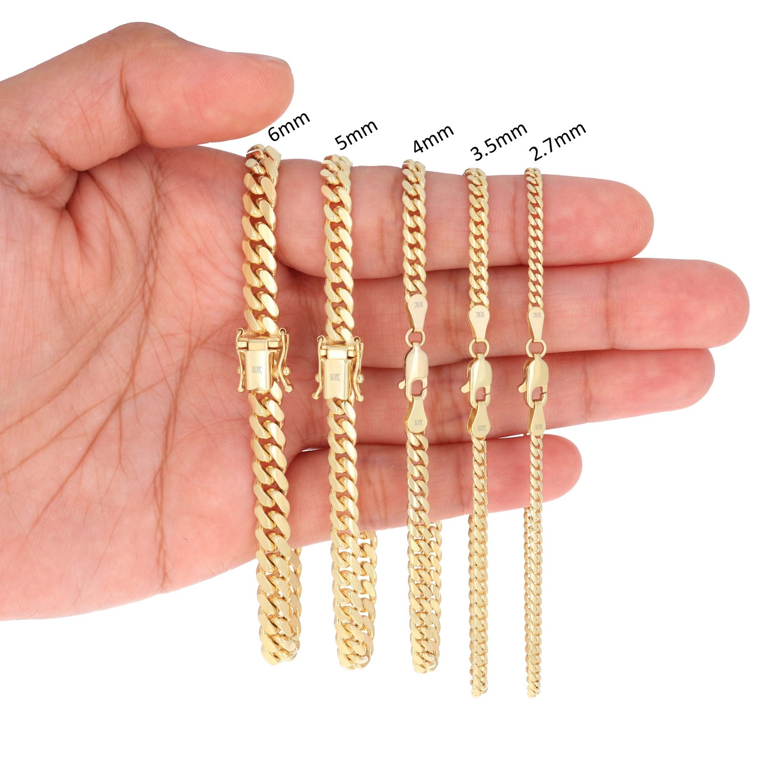 10K Yellow Gold Solid 2.7mm-10mm Miami Cuban Link Chain Bracelet Men Women 7″-9″