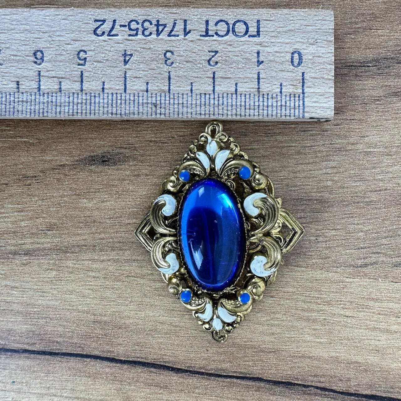Vintage brooch Czech Republic – USSR jewelry – soviet blue stone – original