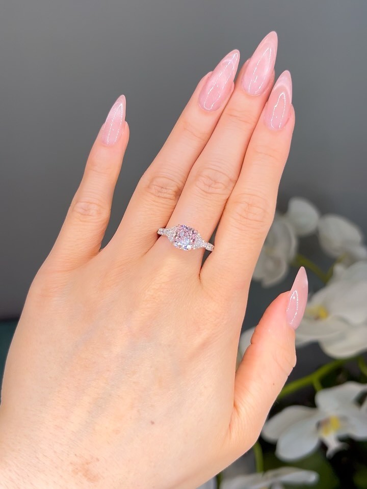 2.50 CT Cushion Cut Pink Diamond Three Stone Engagement Ring Solid 950 Platinum