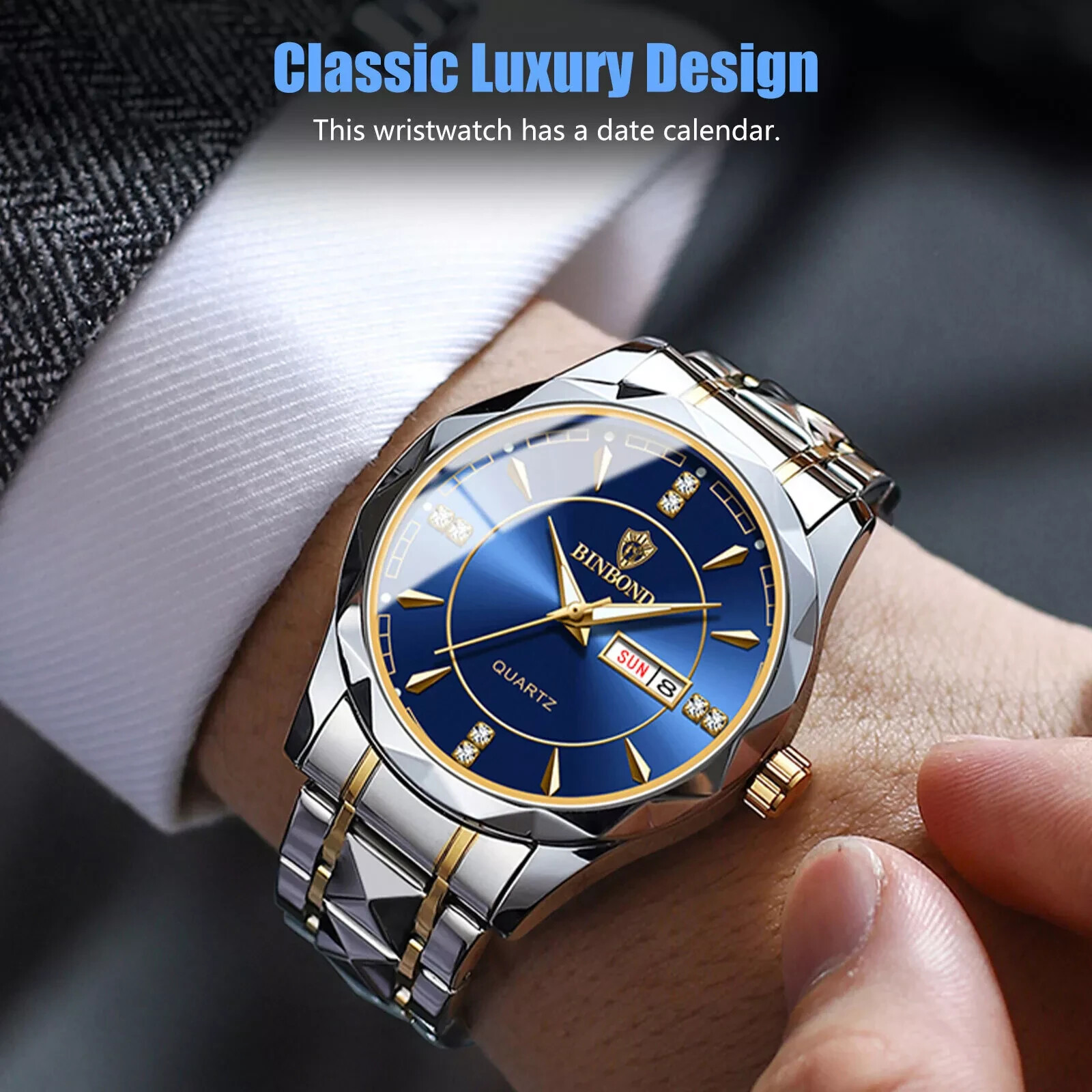 Share Waterproof Men Watch Stainless Steel Quartz Luminous Classic Business Wris