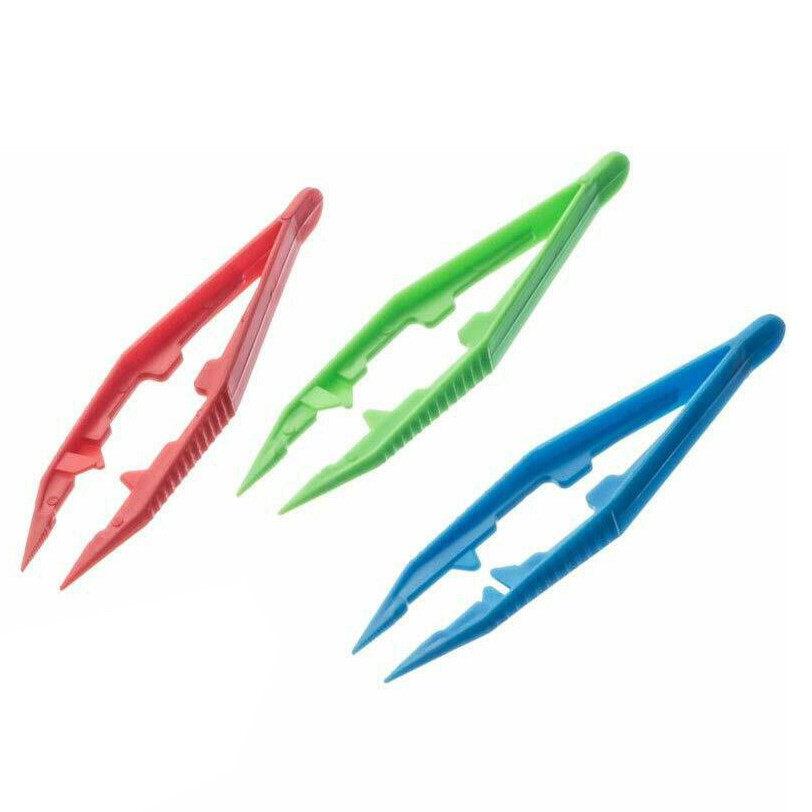 Set of 3 Plastic Tweezers Forceps General Purpose Jewelry Coin Tweezer 4″ Long