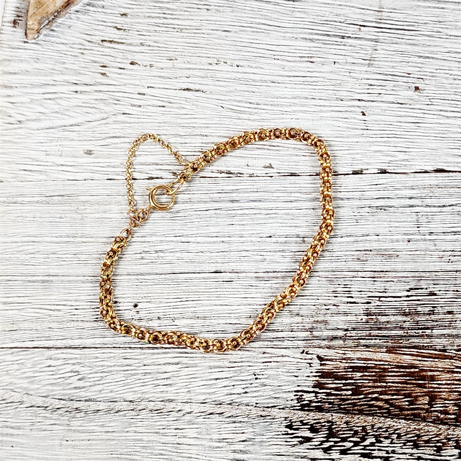Victorian Belcher Chain 14K Yellow Gold Chain Link Bracelet 6.75″ Stack Staple