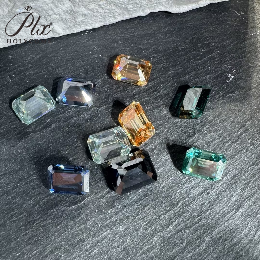 Brilliant Emerald Cut 0.2-10ct D Moissanite Loose Multiple Color VVS1 Gemstones