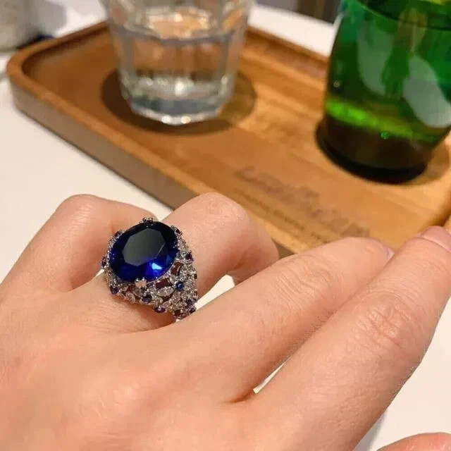 2.60 Ct Oval Cut Natural Sapphire Diamond Wedding Ring 14K White Gold Size 8