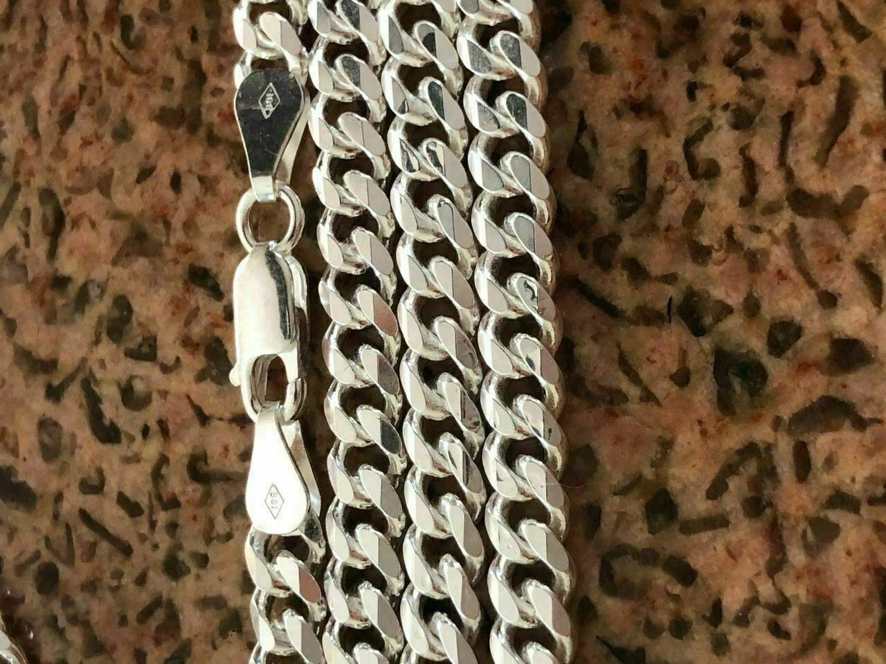 Solid 925 Sterling Silver Mens 5mm Tight Link Miami Cuban Link Chain Heavy ITALY
