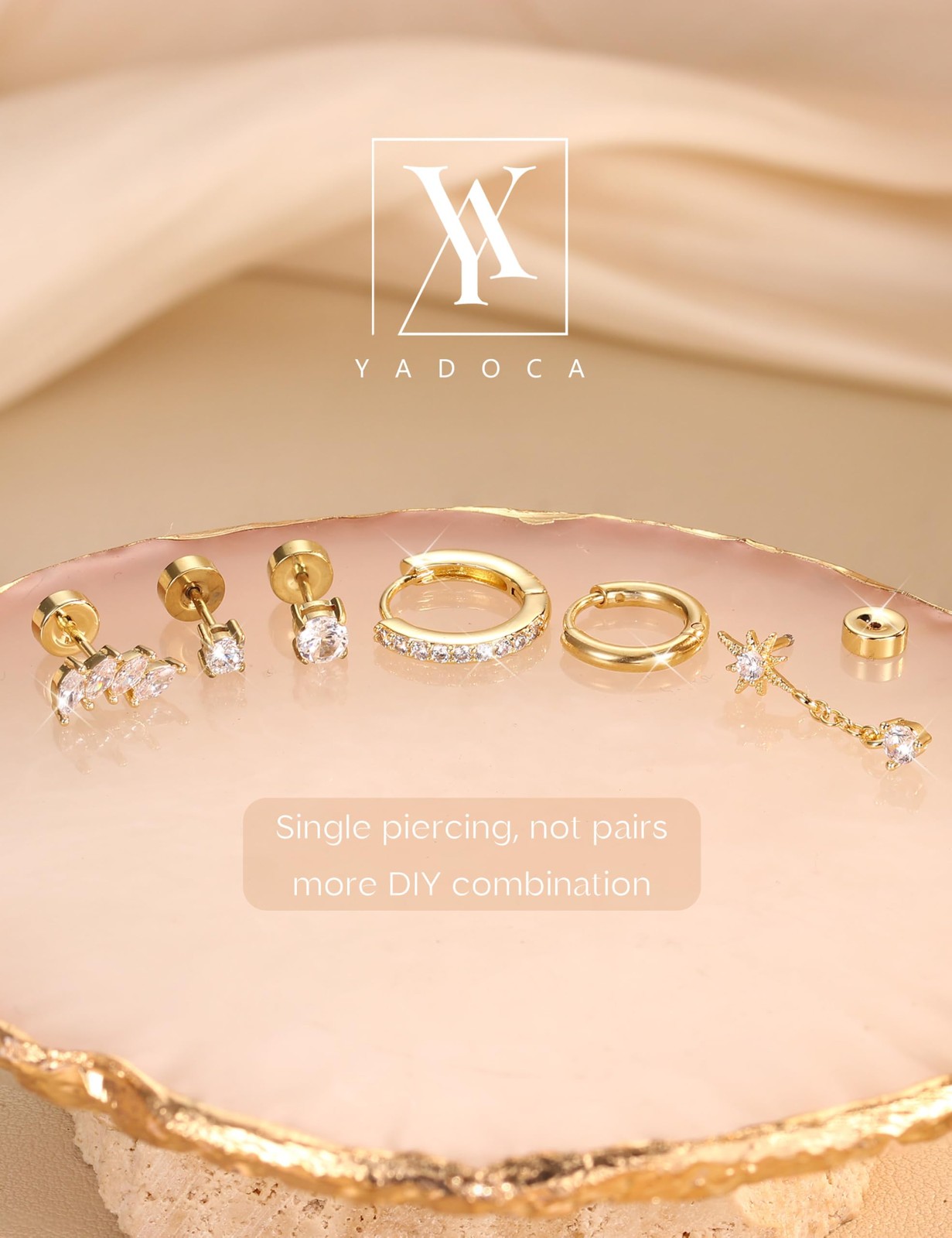 YADOCA 20G Helix Piercing Jewelry Flat back 20G=0.8MM, 14k Gold Plated