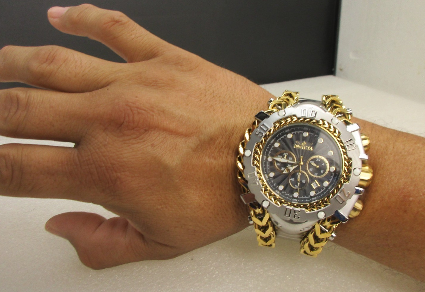 Invicta Gladiator Men’s Watch 58.3mm, Gold, Steel 48188, Silver Gold tone