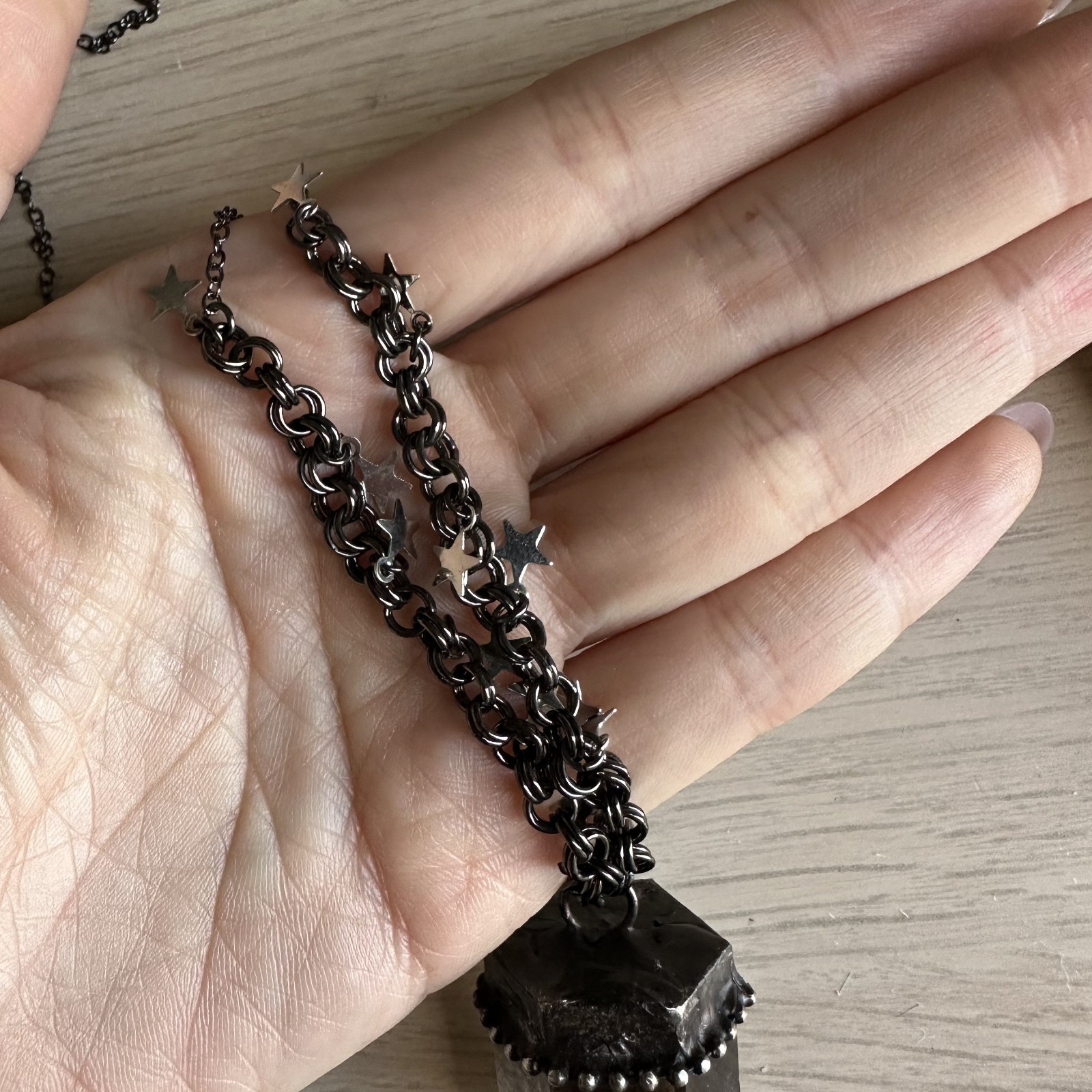 Smoke Quartz Brass Stetement Necklace- New with no tag