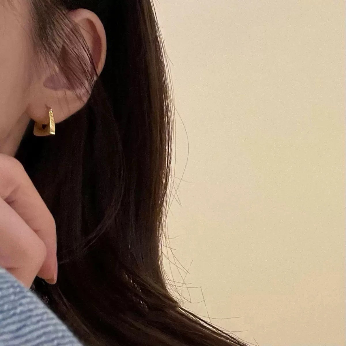 925 Silver Trapezoid Hoop Earrings Minimalist Geometric Huggie Earrings 439