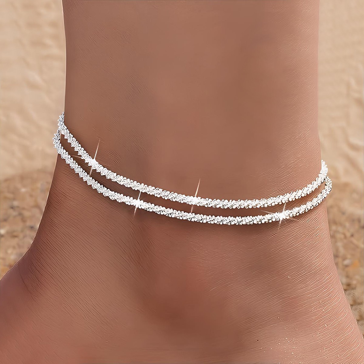 Gold Silver Ankle Bracelets Dainty Layered Adjust Waterproof Anklet Women Gifts