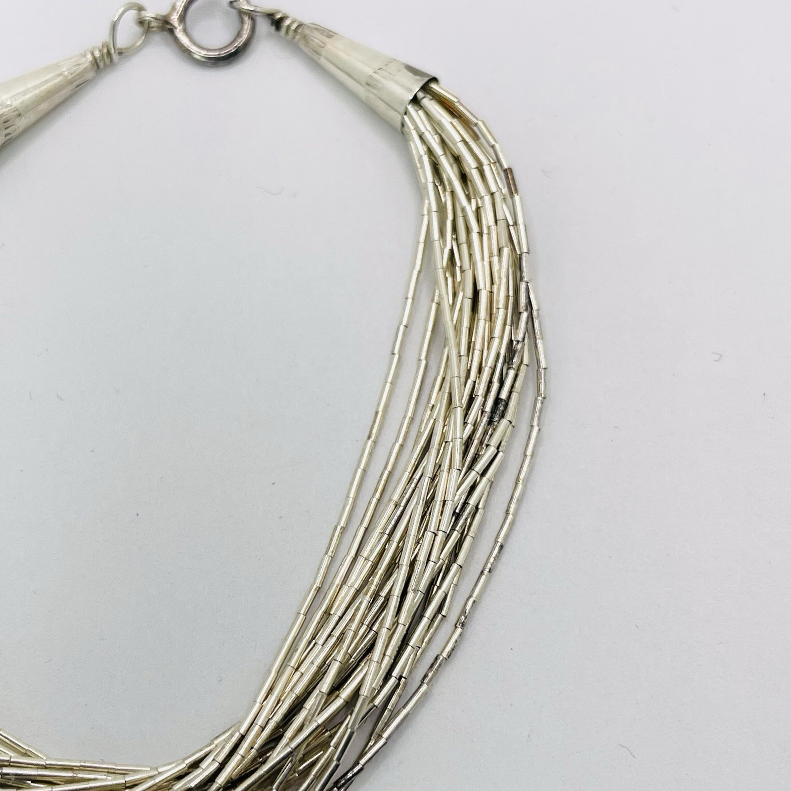 Vintage Sterling Native American 21 Strand Liquid Silver 6.75” Bracelet (6.80g)