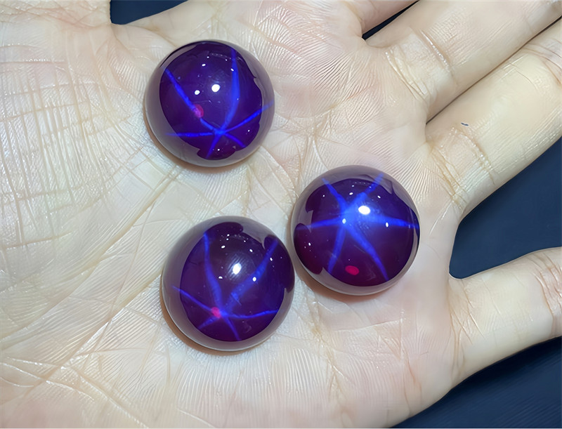 Top Quality Round Cabochon Purple Star Sapphire Lab-Created AAAA+ Loose Gemstone