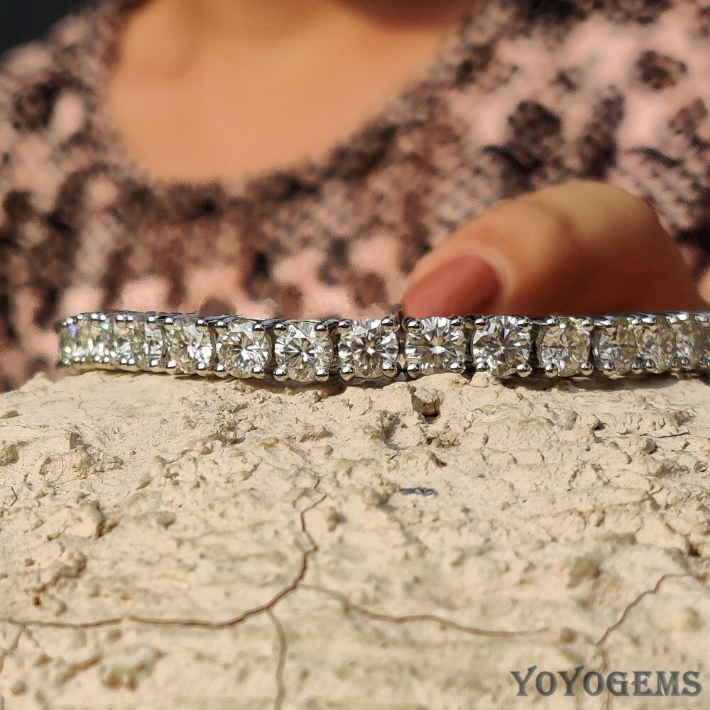 7′ Inch Long Tennis Wedding Bracelet 7.00 Carat Round Cut Solid 14K White Gold