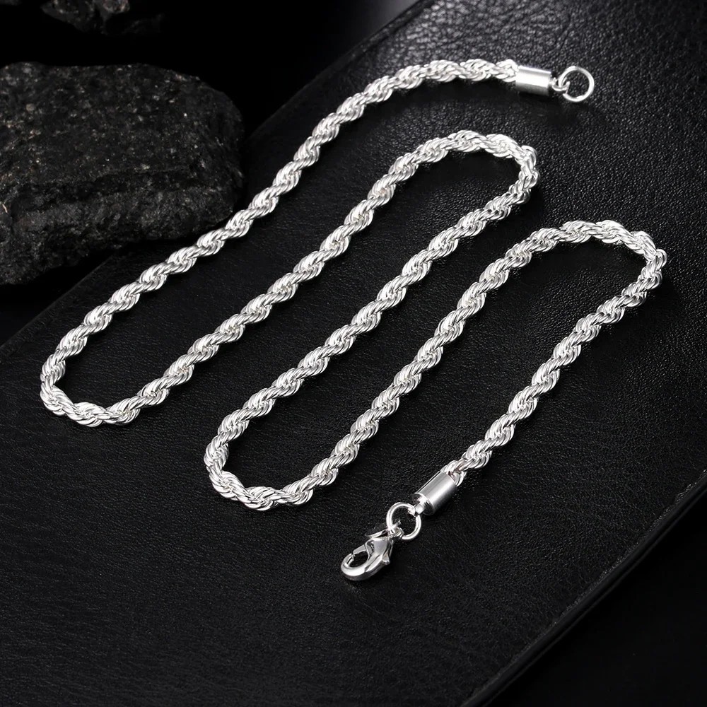 925 Sterling Silver Italian Rope Chain Men’s Necklace 4mm – NEW**