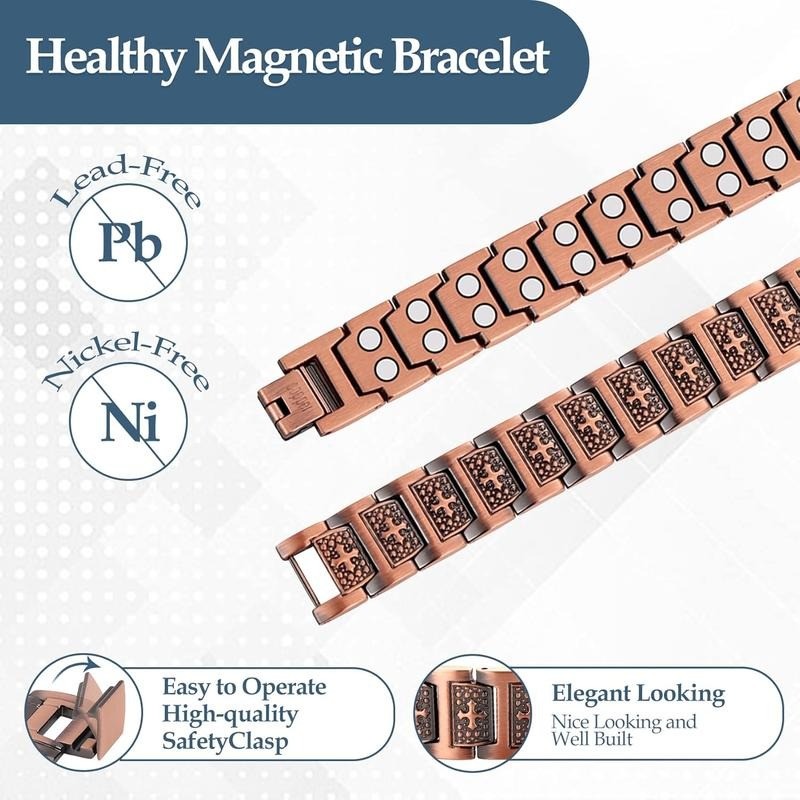 GMOX Men’s Copper Bracelet,3X Strength 99.99% Pure Copper Magnetic Bracelets