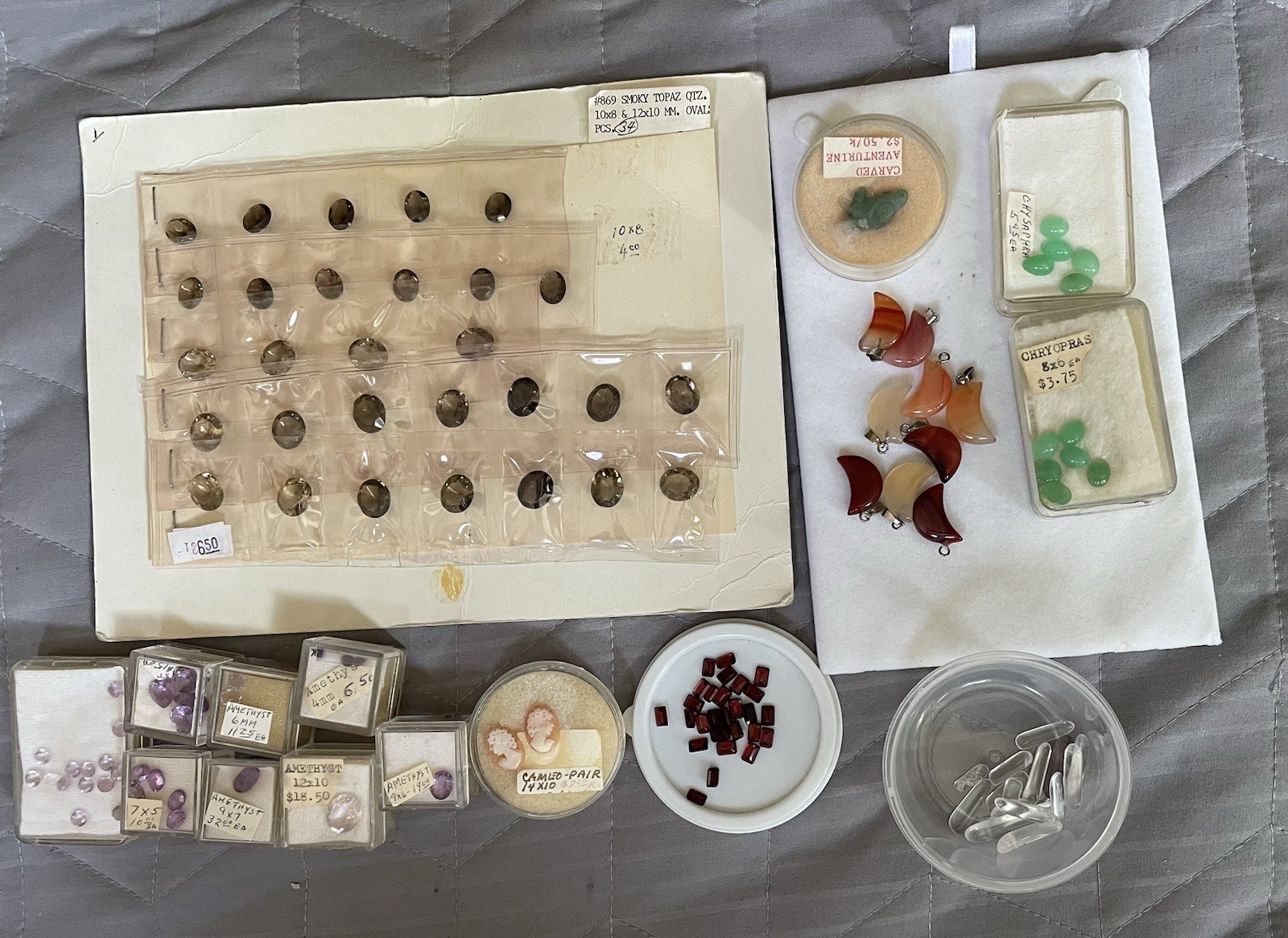 Gemstones Lot-Smoky Topaz-Amethyst-Red Garnet-Chrysoprase & more See Description