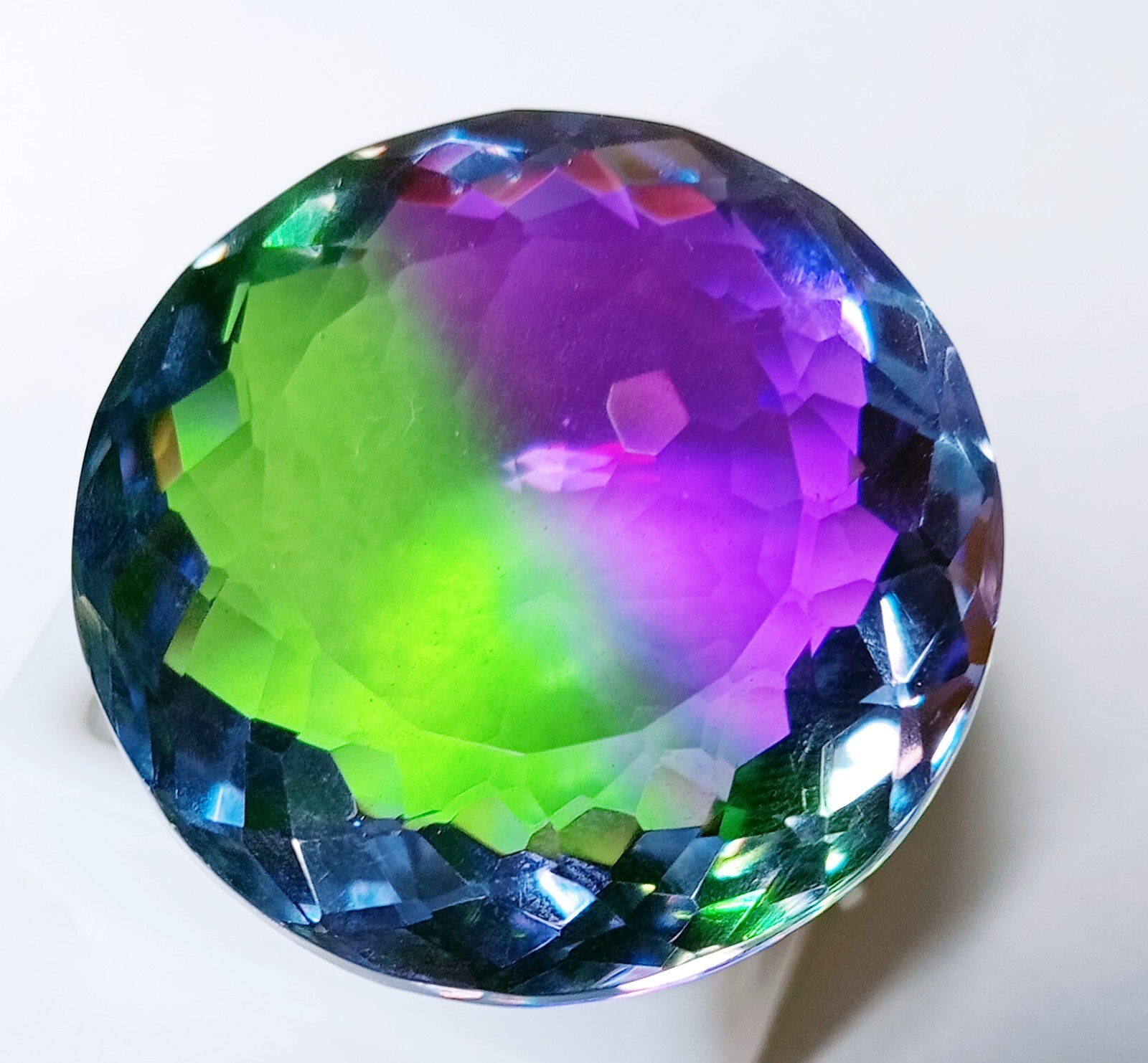 Natural Large Size Tourmaline Bi-Color Round Cut Certified 90.75 Ct Gemstone