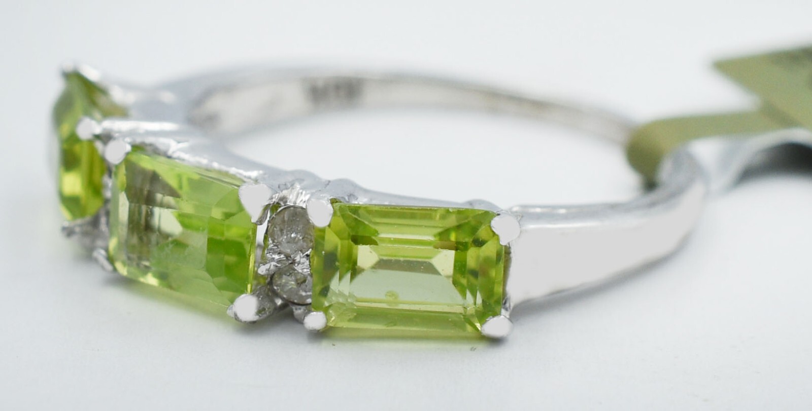 GENUINE 2.34 Cts PERIDOT & DIAMOND RING 10k WHITE GOLD – Free Appraisal Service
