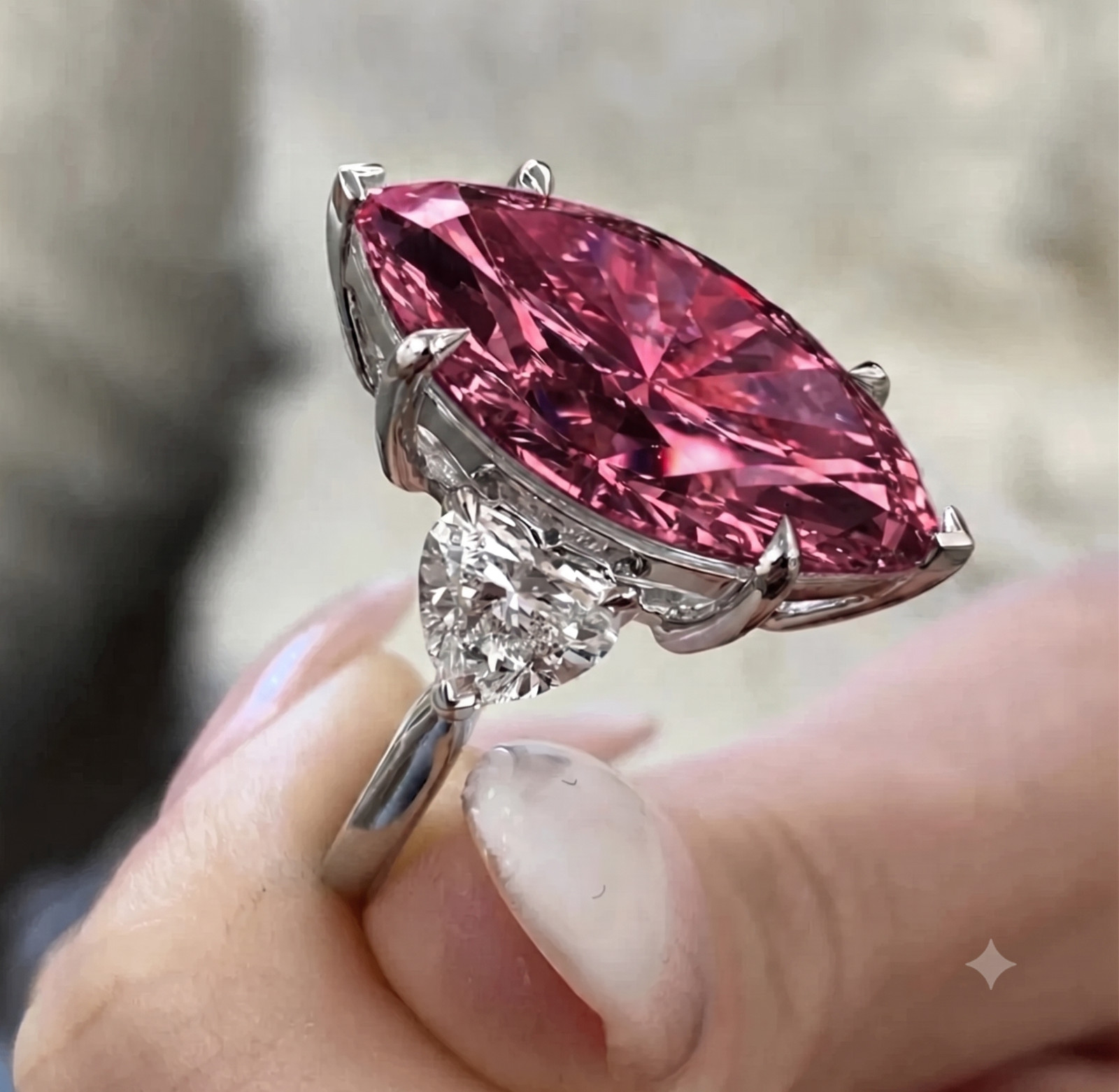 RARE 7.80 Ct Certified Pink Diamond Ring, Great Sparkle. FREE Diamond Studs